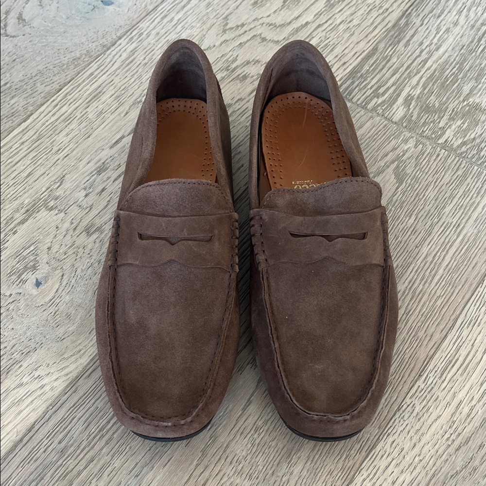 Aquatalia Men's Chocolate Suede Slip-Ons